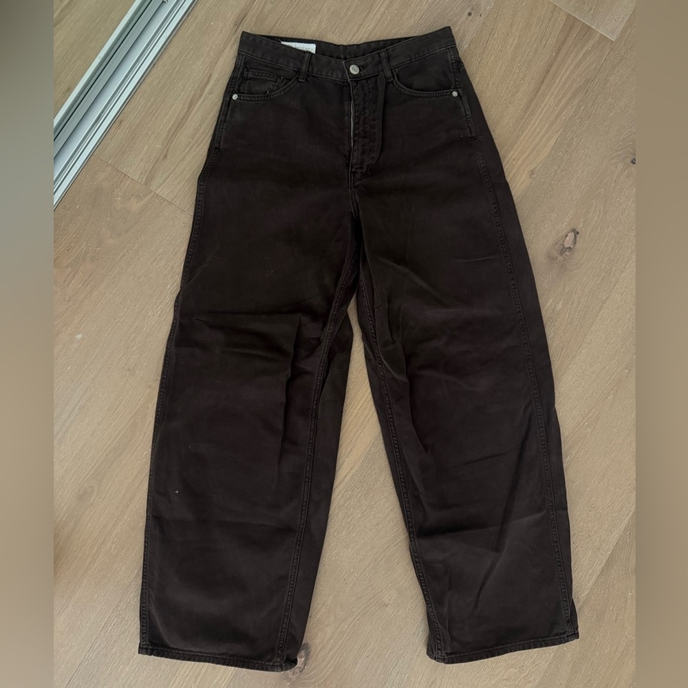ZARA OVERSIZED BROWN JEANS MID WAIST